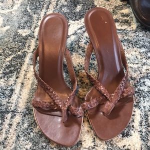 Brown braised leather heels